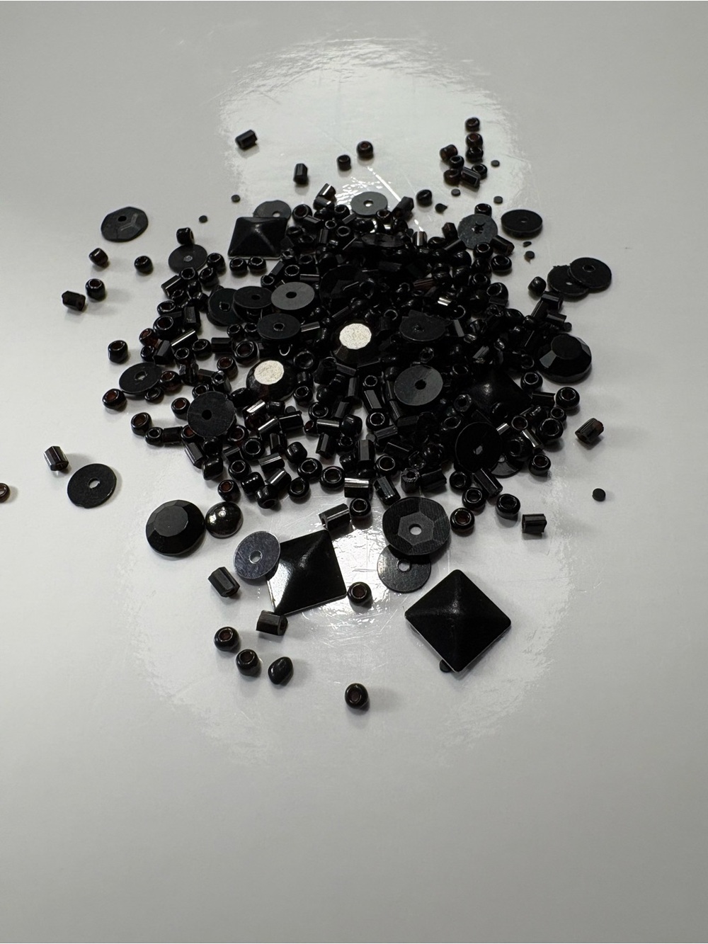 Bulk Embellishments Black Metal Pyramid Studs Rhinestones Glass Beads Sequins